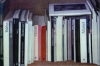 Bookshelf with a red book, 1989, coloured pencils on paper,56x76 cm