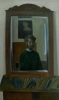 Self-portrait in the mirror with brushes, 1987-88, oil on canvas,100x60cm